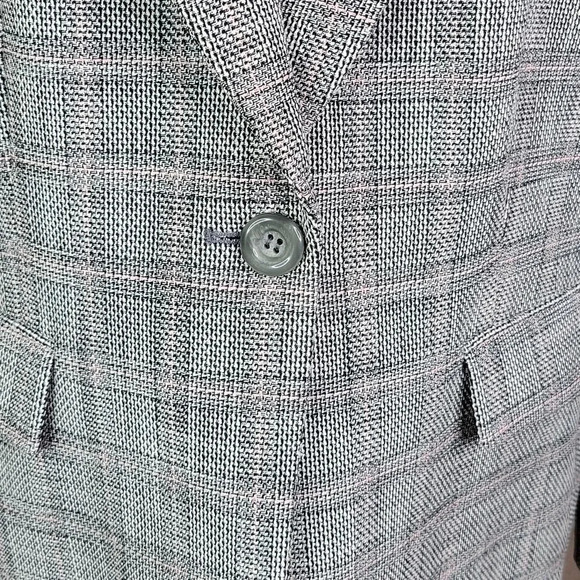 TAHARI ARTHUR S. LEVINE Pink and Black Plaid Suit Jacket 14 Petite - Picture 3 of 9